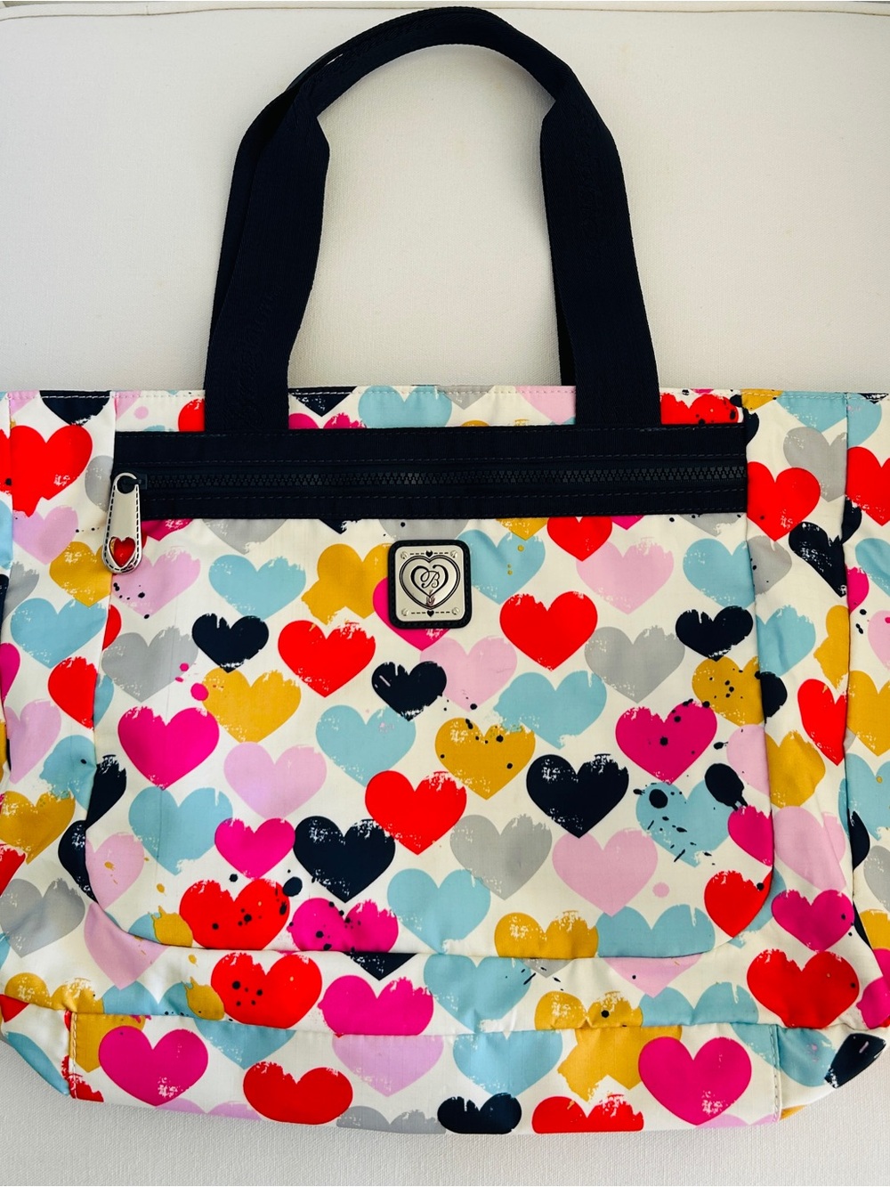 Brighton Vintage Multicolor Heart Print Tote New!